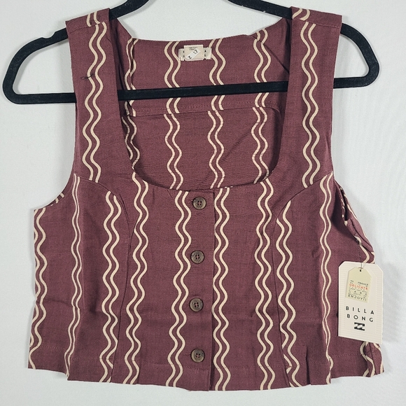Billabong Tops - NWT Billabong Women's Another Wave Tank Top Brown Geometric Sz M Cotton Viscose